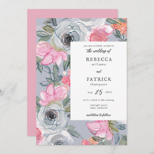 Invitation Line Art Aquarelle Floral Mariage élégant