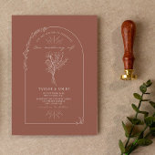 Invitation Line Art Arch Bouquet Terracotta Mariage Invitati