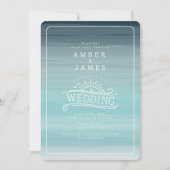 Invitation Line Art Beach Wedding Turquoise Ombre (Devant)