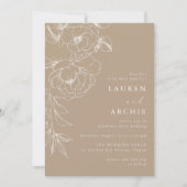 Invitation Line Art Floral Elegant Wedding (Devant)