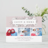 Invitation Line Art Floral Frame Dusty Rose 3 Mariage photo (Debout devant)