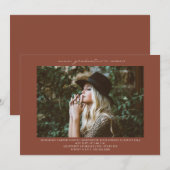 Invitation Line Art Photo Terracotta Graduation Party (Devant / Derrière)