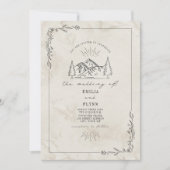 Invitation Line Art Woodland Mountain Mariage (Devant)