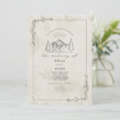Invitation Line Art Woodland Mountain Mariage (Debout devant)