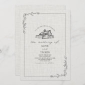 Invitation Linen Rustic Barne Mariage campagnard (Devant / Derrière)