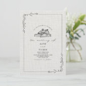 Invitation Linen Rustic Barne Mariage campagnard (Debout devant)