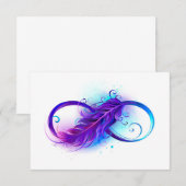 Invitation L'infini avec plume violette (Devant / Derrière)