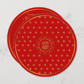 Invitation L'influence indienne Mariage Ganesha en rouge et e (Devant / Derrière)