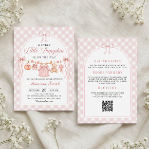 Invitation Linge à linge petite citrouille rose Fête bébé aut