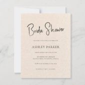 Invitation Linge beige Simple Fête des mariées de script noir (Devant)