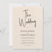 Invitation Linge beige Simple Noir Script Mariage Invite (Devant)