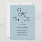 Invitation Linge Bleu Clair Simple Script Noir Enregistrer La (Devant)