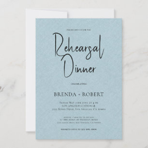 Invitation Linge bleu Simple Noir Script Dîner de répétition