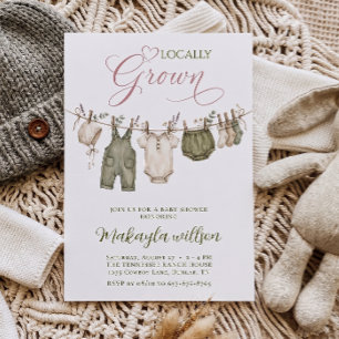 Invitation Linge de bébé bohème fait local pour Baby Shower