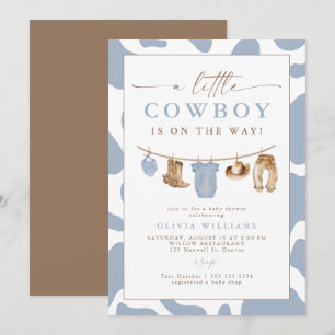 Invitation Linge de bébé Dusty Blue Little Cowboy Baby Shower
