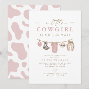 Invitation Linge de bébé rose bébé petite cowgirl Baby Shower