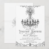 Invitation Linge de corps chic blanc et argenté à nœud blanc (Devant / Derrière)