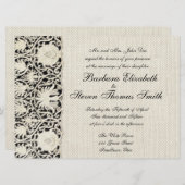 Invitation Linge de dentelle mariage blanc classique jolie (Devant / Derrière)