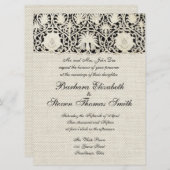 Invitation Linge de dentelle mariage blanc classique jolie (Devant / Derrière)