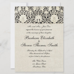 Invitation Linge de dentelle mariage blanc classique jolie