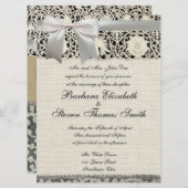 Invitation Linge de dentelle mariage blanc classique jolie (Devant / Derrière)