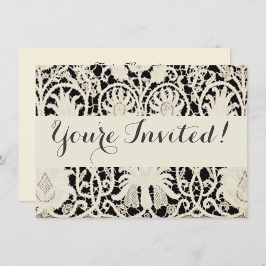 Invitation Linge de dentelle mariage blanc classique jolie (Devant / Derrière)