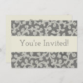 Invitation Linge de dentelle mariage blanc classique jolie (Devant / Derrière)