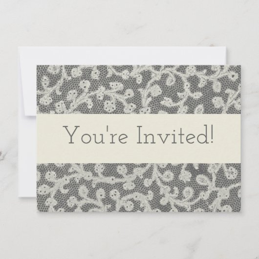 Invitation Linge de dentelle mariage blanc classique jolie (Devant)