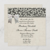 Invitation Linge de dentelle mariage blanc classique jolie (Devant / Derrière)