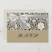 Invitation Linge de dentelle mariage blanc classique jolie (Devant / Derrière)