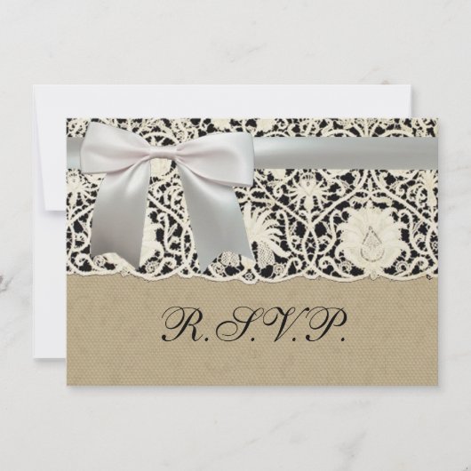 Invitation Linge de dentelle mariage blanc classique jolie (Devant)