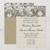 Invitation Linge de dentelle mariage blanc classique jolie (Devant / Derrière)