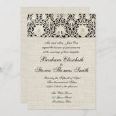 Invitation Linge de dentelle mariage blanc classique jolie (Devant / Derrière)
