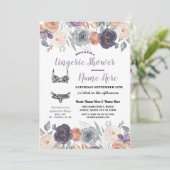 Invitation Linge de lingerie douche aquarelle pêche violet cr (Debout devant)