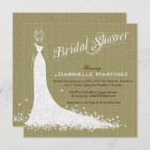 Invitation Linge de lit beige Burlap & Mariage blanc Invitati (Devant / Derrière)