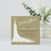 Invitation Linge de lit beige Burlap & Mariage blanc Invitati (Debout devant)