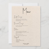 Invitation Linge de lit beige Simple Noir Script Mariage Menu (Devant)