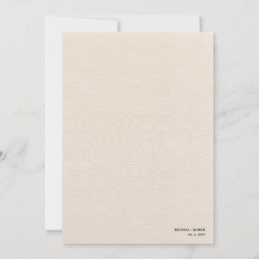 Invitation Linge de lit beige Simple Noir Script Mariage Menu (Dos)