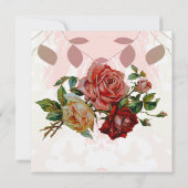 Invitation Linge de lit trois roses mariage (Dos)