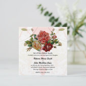 Invitation Linge de lit trois roses mariage (Debout devant)