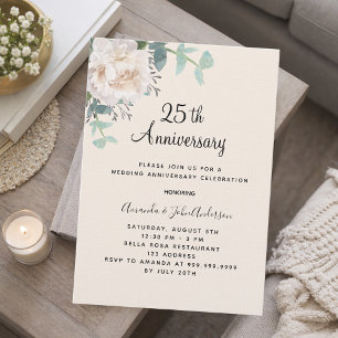 Invitation Linge de maison fleuri 25e anniversaire mariage