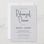 Invitation Linge de maison gris Simple Script blanc Dîner de  (Devant)
