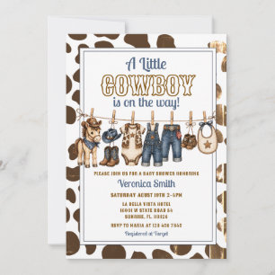 Invitation Linge de maison pour Baby Shower Little Cowboy aqu