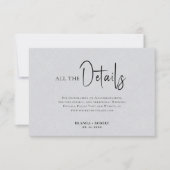 Invitation Linge gris Simple Noir Script Détails du Mariage (Devant)