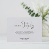 Invitation Linge gris Simple Noir Script Détails du Mariage (Debout devant)