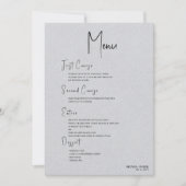 Invitation Linge gris Simple Noir Script Mariage Menu (Devant)