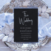 Invitation Linge noir Simple Blanc Script Mariage Invite