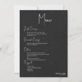 Invitation Linge noir Simple Blanc Script Mariage Menu (Devant)