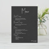 Invitation Linge noir Simple Blanc Script Mariage Menu (Debout devant)