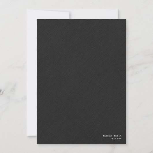 Invitation Linge noir Simple Blanc Script Mariage Menu (Dos)